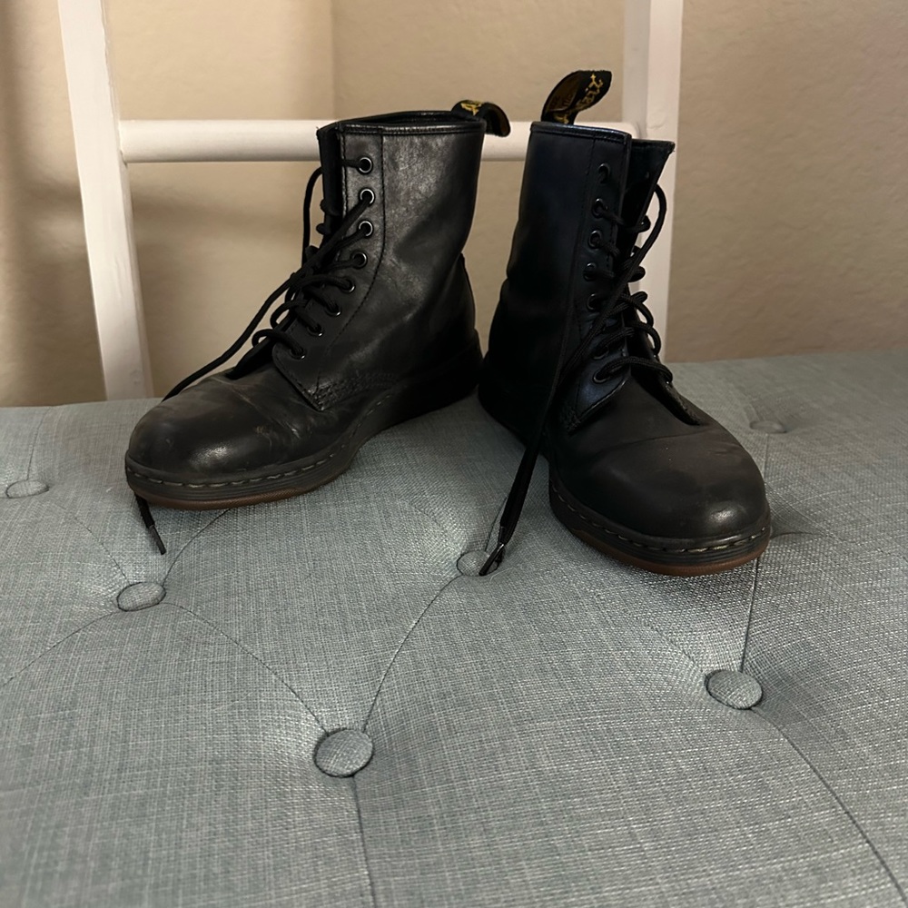 Dr. Martens Air Wair mid high black leather boots.
